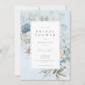 Rustieke Hydrangea Blauw Witte Bloem Bruiloft Fees Kaart (Voorkant)