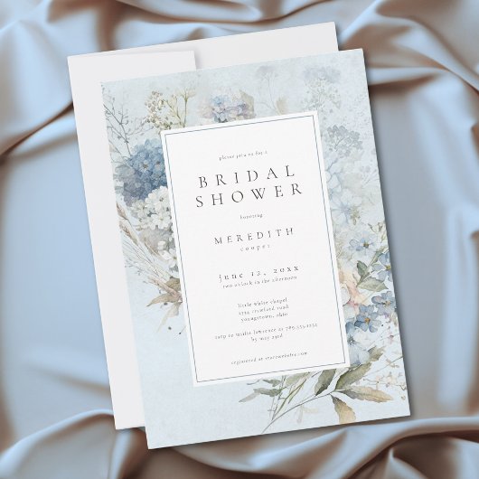 Rustieke Hydrangea Blauw Witte Bloem Bruiloft Fees Kaart