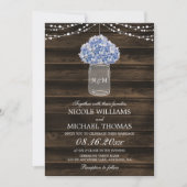 Rustieke Hydrangea Mason Jar Barn Wood Wedding Kaart (Voorkant)