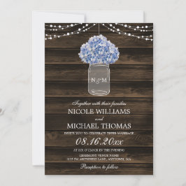 Rustieke Hydrangea Mason Jar Barn Wood Wedding Kaart