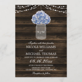 Rustieke Hydrangea Mason Jar Barn Wood Wedding Kaart