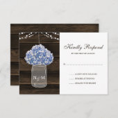 Rustieke Hydrangea Mason Jar Barn Wood Wedding RSV RSVP Kaartje (Voorkant / Achterkant)