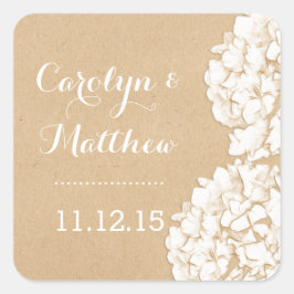 Rustieke Hydrangeas Bloemen bruiloft gunst Vierkante Sticker
