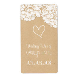 Rustieke Hydrangeas Bloemen Trouwwijn Etiket