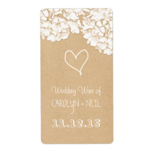 Rustieke Hydrangeas Bloemen Trouwwijn Etiket