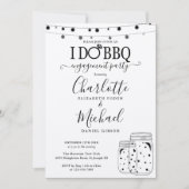 Rustieke I Do BBQ Mason Jar Slingerlichtjes Verlov Kaart (Voorkant)