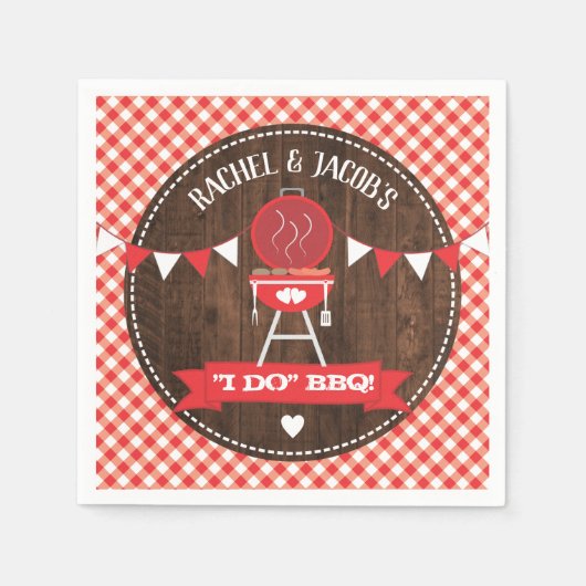 Rustieke I DO BBQ Rode Trouwdag Bruidsshower Servet (Voorkant)
