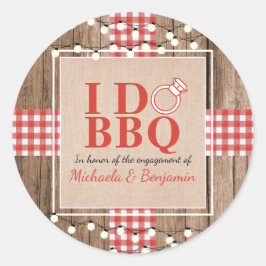 Rustieke I Do BBQ Verloving Feest Koppel Bruis Ronde Sticker
