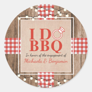 Rustieke I Do BBQ Verloving Feest Koppel Bruis Ronde Sticker