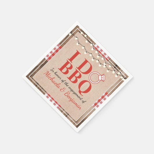 Rustieke 'I Do BBQ' Verlovingsfeest Koppels Bruisp Servet (Hoek)