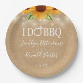Rustieke 'I Do BBQ' zonnebloem slingerlichtjes tro Papieren Bordje (Voorkant)