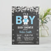 Rustieke Ijsbeer Winter Jongens Baby Shower Kaart (Staand voorkant)