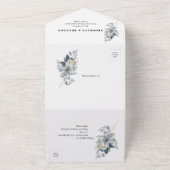 rustieke illustratie met waterverf van bloemstuk all in one uitnodiging (Buitenkant)