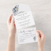 rustieke illustratie met waterverf van bloemstuk all in one uitnodiging (Afscheurbaar)