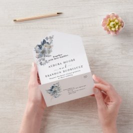 rustieke illustratie met waterverf van bloemstuk all in one uitnodiging