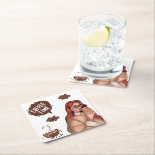 Rustieke illustratie van koffie Cappuccino Bruin Kartonnen Onderzetters