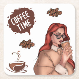 Rustieke illustratie van koffie Cappuccino Bruin Kartonnen Onderzetters