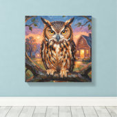 Rustieke Impasto Oehoe  Canvas Afdruk (Insitu (Houten vloer))