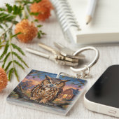 Rustieke Impasto Oehoe  Sleutelhanger (Voorkant Rechts)