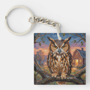 Rustieke Impasto Oehoe  Sleutelhanger