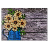 Rustieke impressionisme blauwe vaas zomer margriet snijplank (Voorkant)