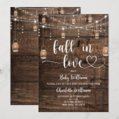 Rustieke 'In Love' Baby Shower Kaart (Voorkant / Achterkant)