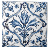 Rustieke Indigo Azulejo Tegels met bloemmotieven Tegeltje (Voorkant)