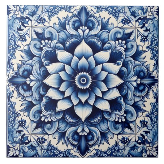 Rustieke Indigo Azulejo Tegels Tegeltje (Voorkant)