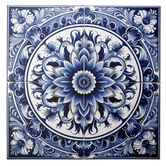 Rustieke Indigo Azulejo Tegels Tegeltje (Voorkant)