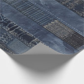Rustieke Indigo Denim Patchwork Patroon Cadeaupapier (Hoek)