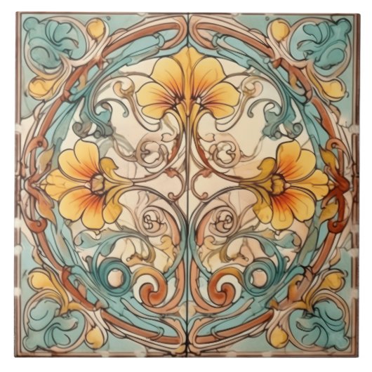 Rustieke Indigo Floral Azulejo Tegels Tegeltje (Voorkant)