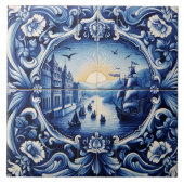 Rustieke Indigo rivier Azulejos Tegeltje (Voorkant)