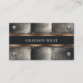 Rustieke industriële geklonken metaal en koper visitekaartje (Voorkant)