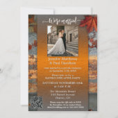 Rustieke industriële herfst bruiloft receptie foto kaart (Voorkant)