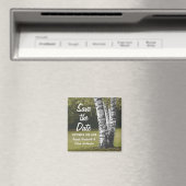 Rustieke Initialen Berkenboom Bruiloft Save the Da Magneet (Insitu (Vaatwasser))