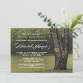 Rustieke Initialen Eikenboom bruidsdouche uitnodig Kaart (Staand voorkant)
