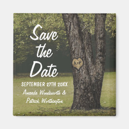 Rustieke Initialen Oude Eiken Boom Bruiloft Save t Magneet