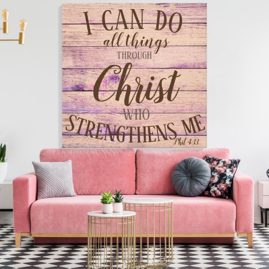 Rustieke Inspirerend bijbel Lifequote Pink Violet Canvas Afdruk (Insitu (Woonkamer))