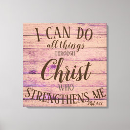 Rustieke Inspirerend bijbel Lifequote Pink Violet Canvas Afdruk