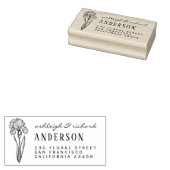 Rustieke Iris Bloem Aangepaste namen Retouradres Rubberstempel (Gestempeld)