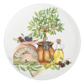 Rustieke Italiaans Groen Goud Bruin Waterverf Keramische Knop (Voorkant)