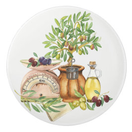 Rustieke Italiaans Groen Goud Bruin Waterverf Keramische Knop