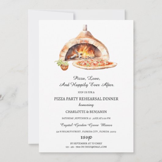 Rustieke Italiaanse Pizza Feest Oefen Diner Kaart (Voorkant)