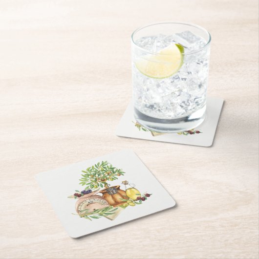 Rustieke Italiaanse Waterverf Kartonnen Onderzetters (Insitu)