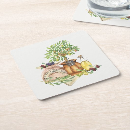 Rustieke Italiaanse Waterverf Kartonnen Onderzetters (Schuin)