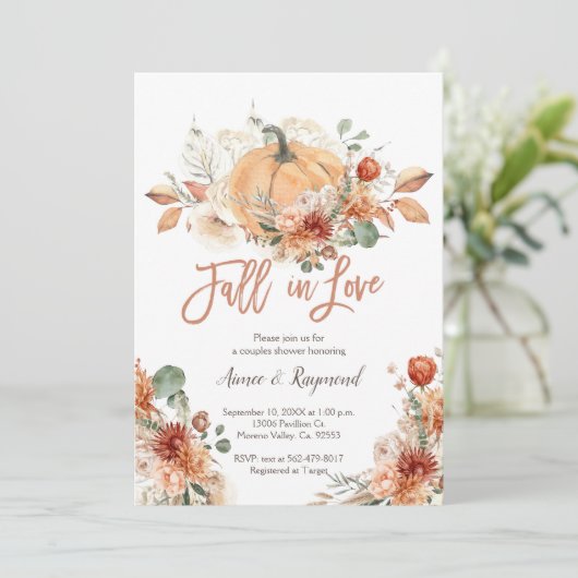 Rustieke Ivoor Bloemen Herfst In Love Couples Douc Kaart (Staand voorkant)