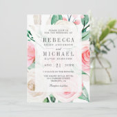 Rustieke Ivoor Blush Roze Bloemencode QR Code Trou Kaart (Staand voorkant)