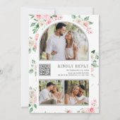 Rustieke Ivoor Blush Roze Bloemencode QR Code Trou Kaart (Achterkant)
