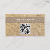 Rustieke Ivoor Ribbon & Lace Burlap Wedding Websit Informatiekaartje (Achterkant)