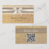 Rustieke Ivoor Ribbon & Lace Burlap Wedding Websit Informatiekaartje (Voorkant / Achterkant)